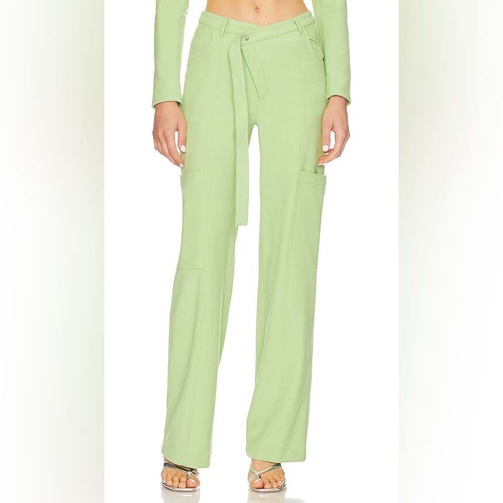 Camila Coelho olive cargo pants celery green